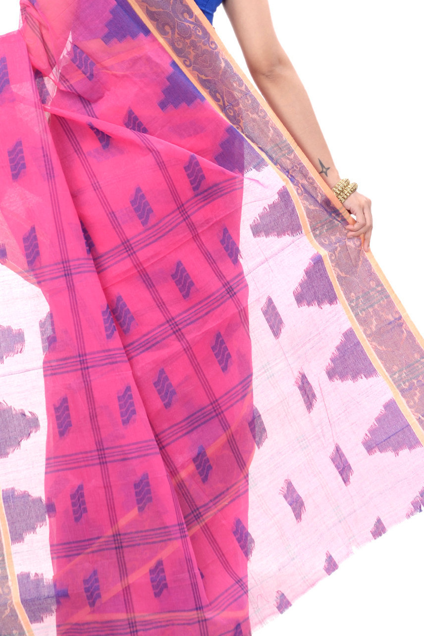 Pink Pure Cotton Kamala Desiging Tant Saree (224)
